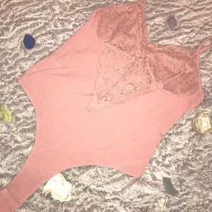 Pink lace front One piece Shirt